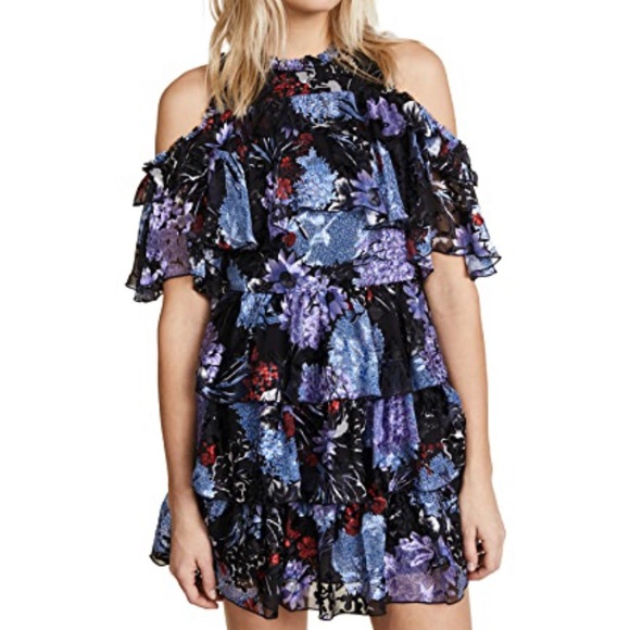 Alice + Olivia Dresses & Skirts - Nichola Cold Shoulder Ruffled Party Dress In Multi